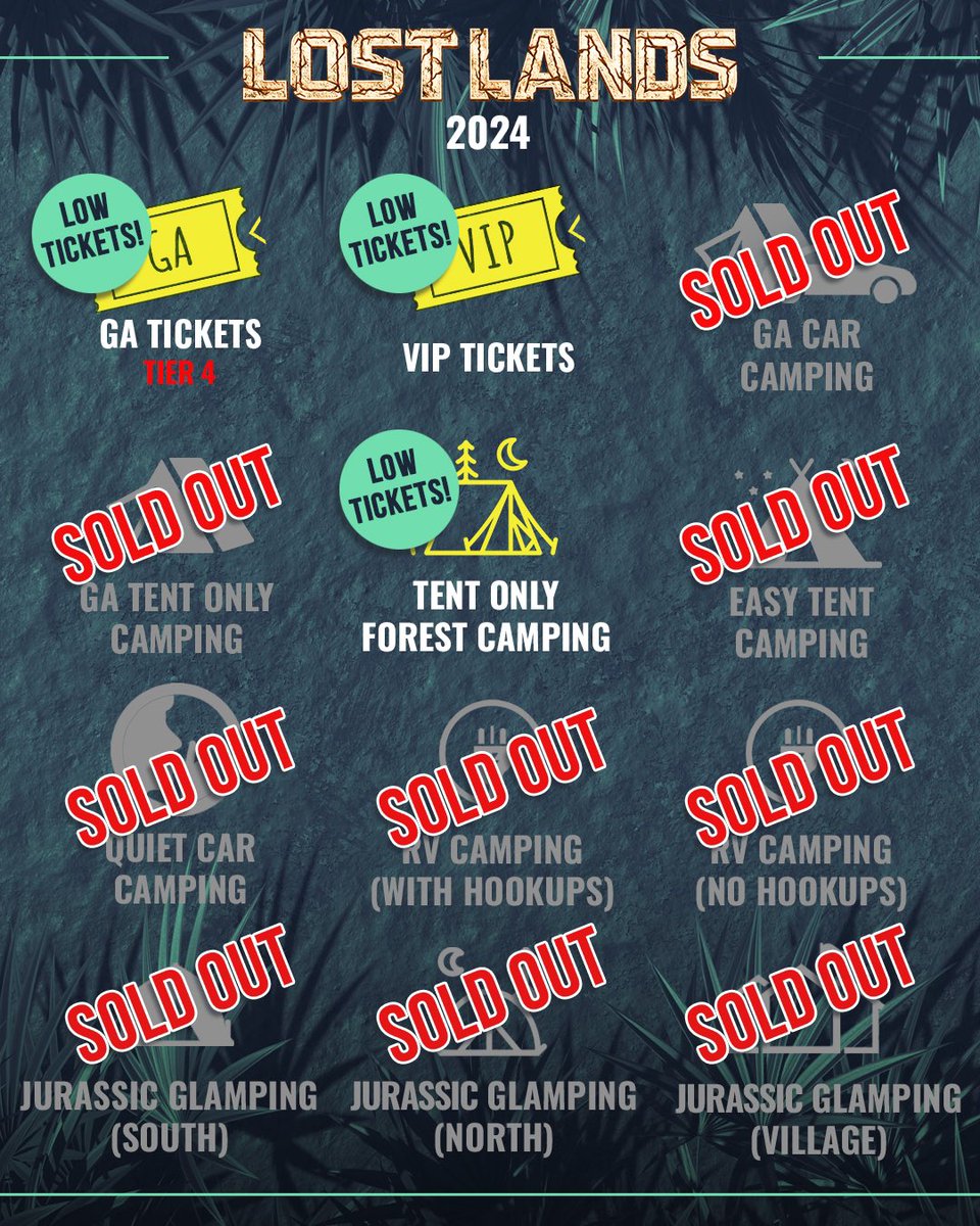 Lost Lands Fam, camping is almost sold out! Grab Tent-Only Forest Camping quick if you want to stay at Legend Valley this year 🏕️ GA and VIP tix are running low, too. Don’t miss out! lostlandsfestival.com/tickets