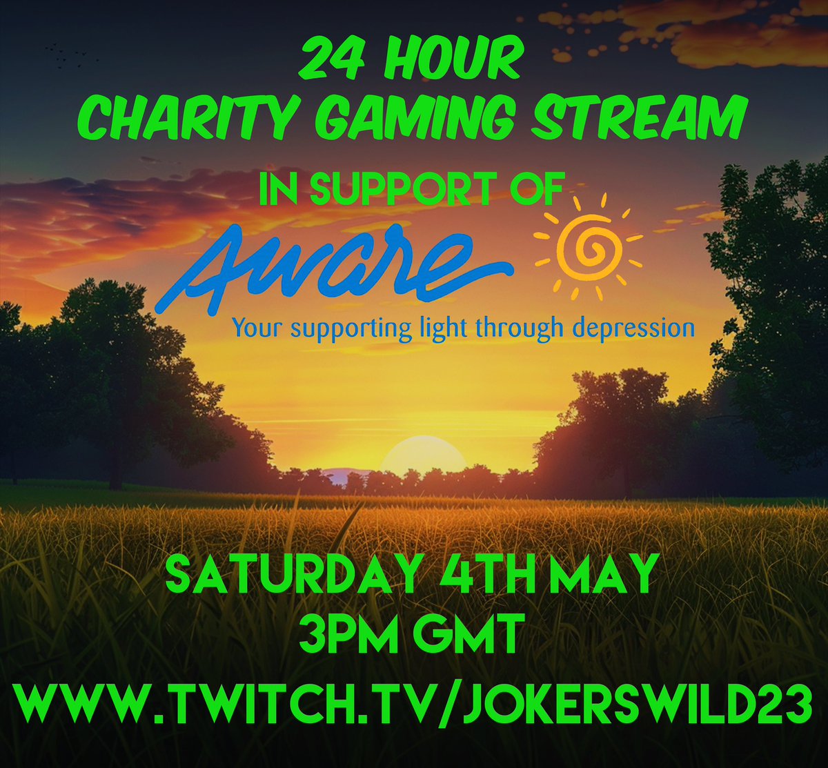 Tomorrow! 

idonate.ie/fundraiser/awa…

#MentalHealthMatters #mentalhealthireland #charitystream #twitchstream #supportmentalhealth #MentalHealthAwareness #mentalhealth