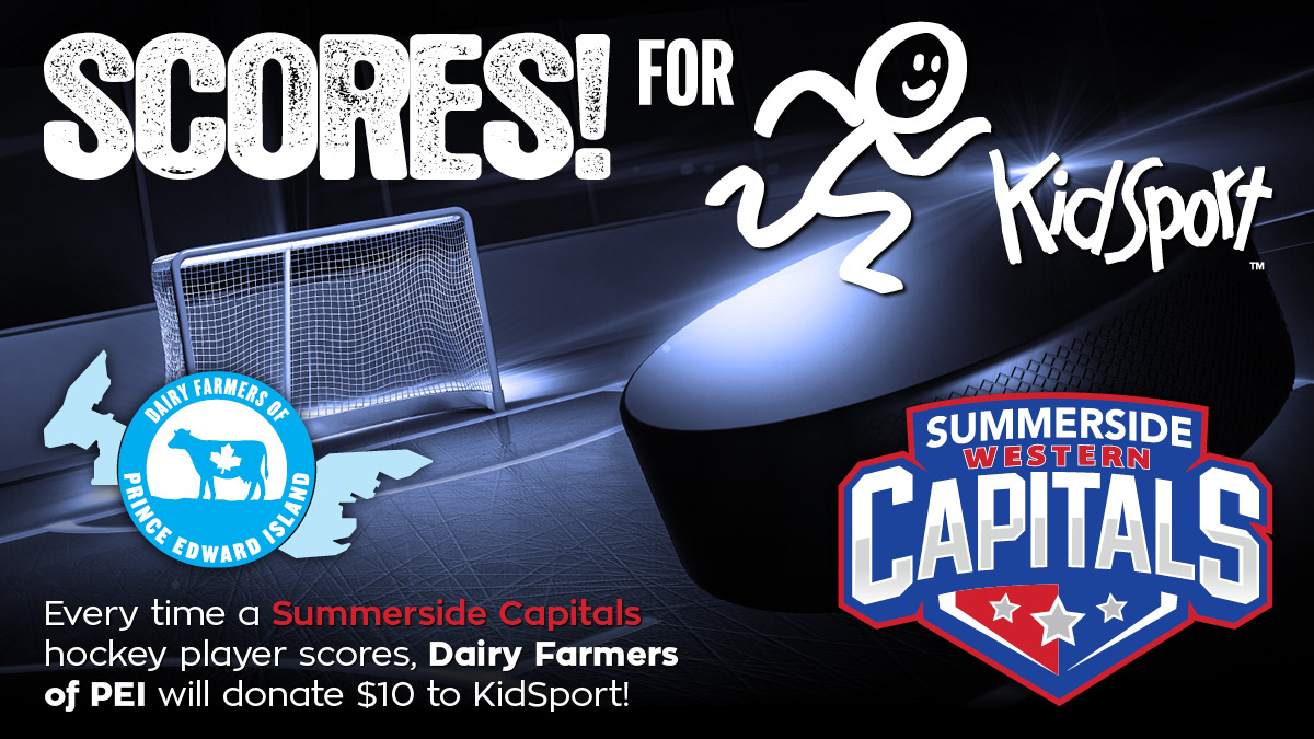 We wanted to congratulate the @SsideCapitals on another great season. This season, the Caps were once again taking part in the @DairyFarmersPEI SCORING for KidSport fundraiser. In total, they scored 340 goals, raising $3400 for KidSport PEI! Thank you for the support! #PEI