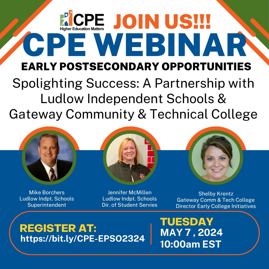 Commonwealth Education Continuum (@cec_ky) on Twitter photo Join our next EPSO webinar, showcasing incredible success of partnerships between Ludlow Independent Schools & Gateway Community & Technical College! They're breaking barriers and creating access points for ALL students. Register at: bit.ly/CPE-EPSO2324. <a href="/LudlowSup/">Mike Borchers</a> <a href="/GCTC_News/">Gateway Community & Technical College</a> Join our next EPSO webinar, showcasing incredible success of partnerships between Ludlow Independent Schools & Gateway Community & Technical College! They're breaking barriers and creating access points for ALL students. Register at: bit.ly/CPE-EPSO2324. <a href="/LudlowSup/">Mike Borchers</a> <a href="/GCTC_News/">Gateway Community & Technical College</a>