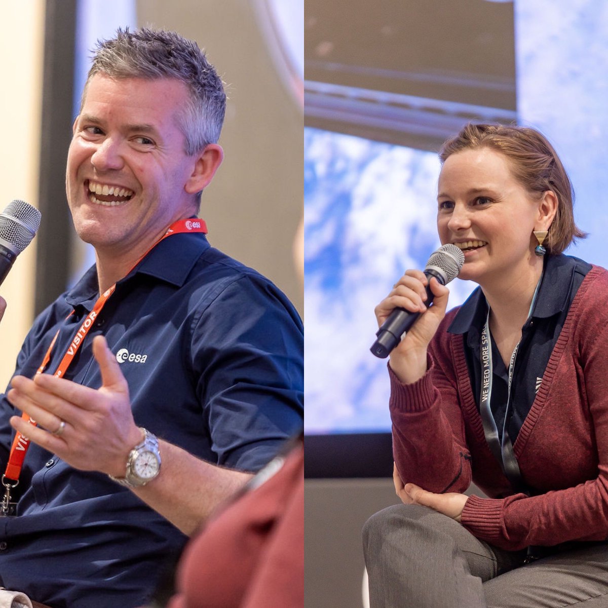 This week was the @spacegovuk all-staff gathering at @HarwellCampus, at the @esa #ECSAT centre near our new HQ. Fellow 🇬🇧class of ‘22 @iamfivetoes and I ’interviewed’ each other about the challenges we face. 📷 Stuart Harrison