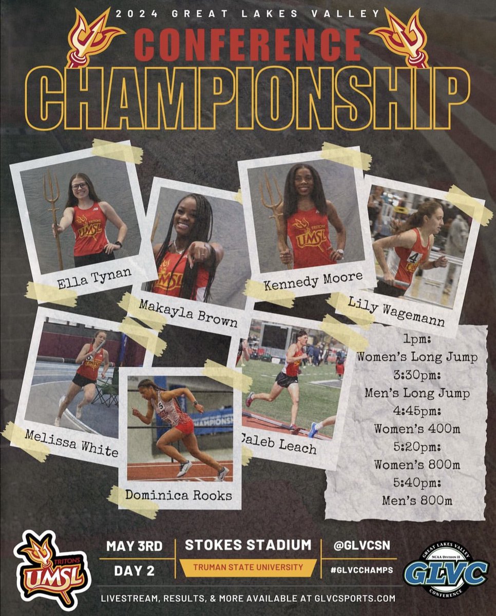 DAY ✌️of the GLVC championships today in Kirksville.  Long Jump and Prelims on Deck today! 

#glvc #umsltf #gotritons