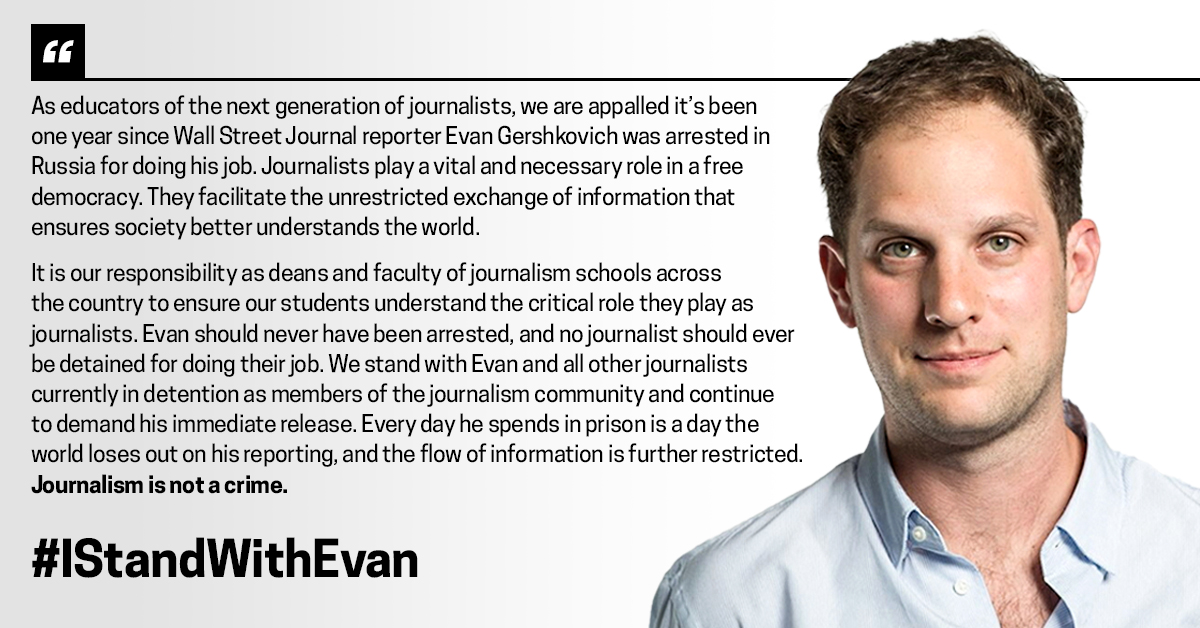 A free press is crucial to democracy. Today, May 3rd, marks World Press Freedom Day. WSJ reporter Evan Gershkovich should not be detained for his contributions to a free press. #IStandwithEvan  #IStandWithEvan #WorldPressFreedomDay
