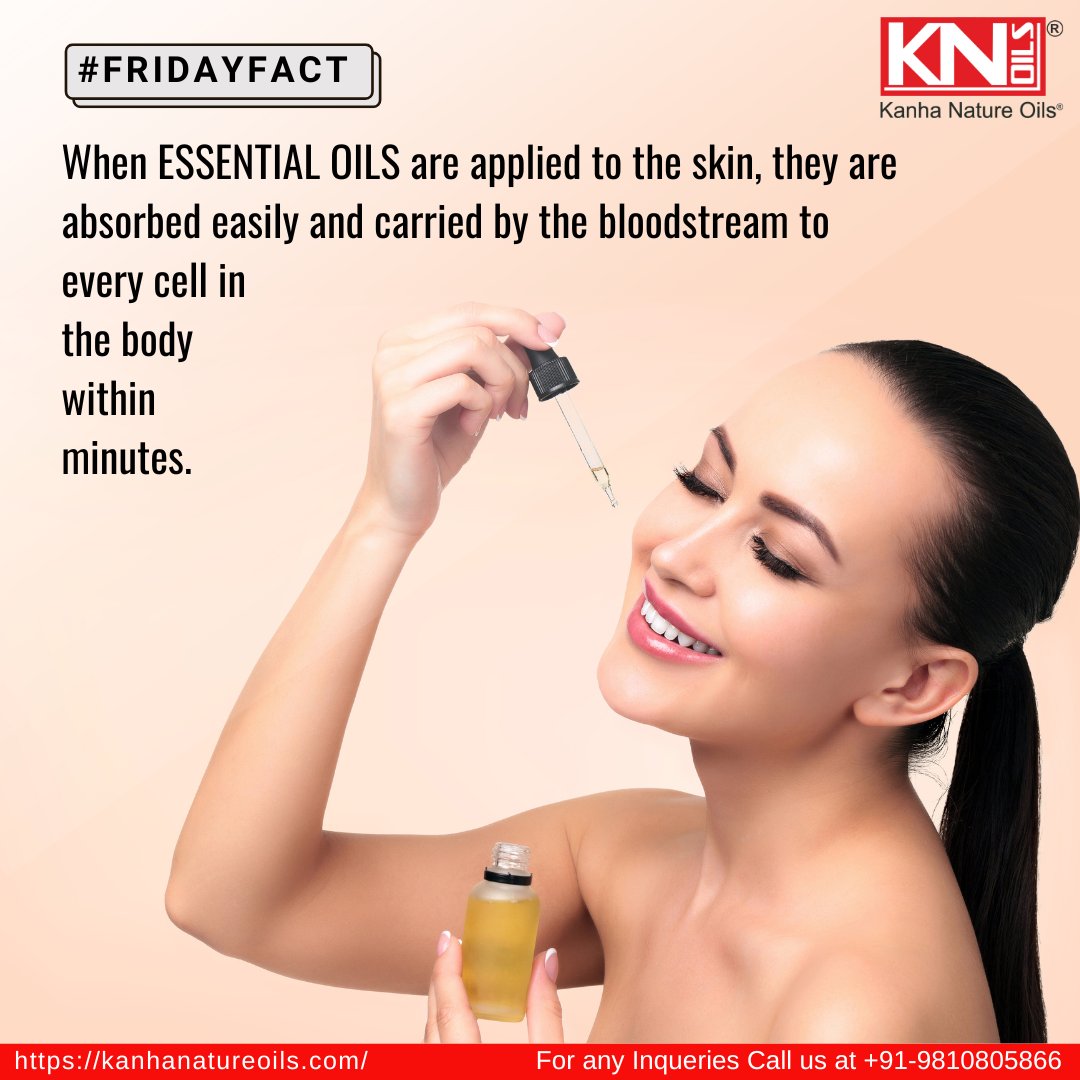 #Fridayfact

👉 When essential oils are applied to the skin, they're quickly absorbed and carried by the bloodstream to every cell within minutes.

Follow Kanha Nature Oils to learn more facts about 𝗘𝘀𝘀𝗲𝗻𝘁𝗶𝗮𝗹 𝗢𝗶𝗹𝘀

#kno #KanhaNatureOils #essentialoil #fridayfunfact