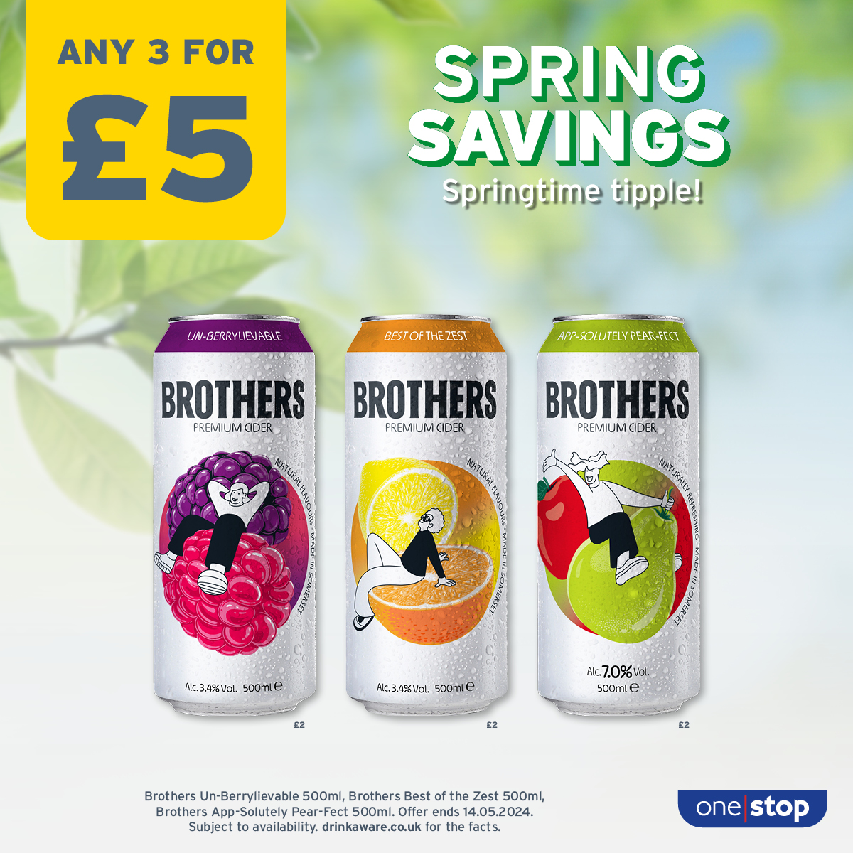 Kick start the bank holiday with Brothers fruity cider 🍇🍏😋 Find your local store 👉 onestop.co.uk/store-finder/ Subject to availability. Participating stores only. #BrothersCider #Cider