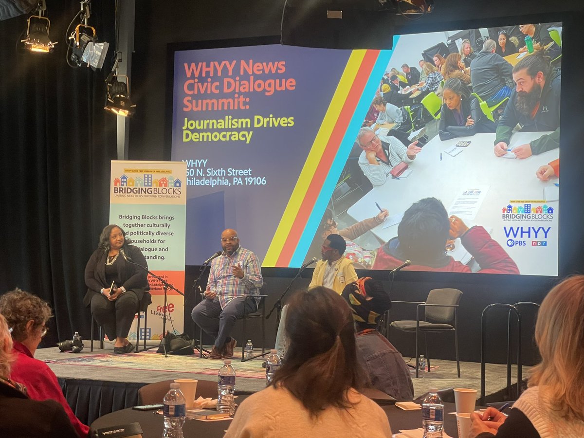 At @whyy News and Civic Dialogue Summit. @shawn_mooring of @lenfestinst talking about #EveryVoiceEveryVote - and community access to information, education and engagement.