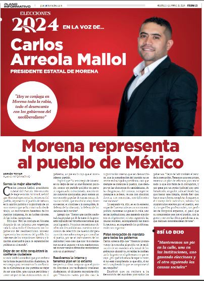 Morena representa al pueblo de México:  “Hoy se conjuga en Morena, después de un esfuerzo por organizar, toda la rabia, todo el desencanto con los gobiernos del neoliberalismo. Morena representa los intereses del pueblo". #EnLaVozDe Carlos Arreola Mallol, presidente estatal del