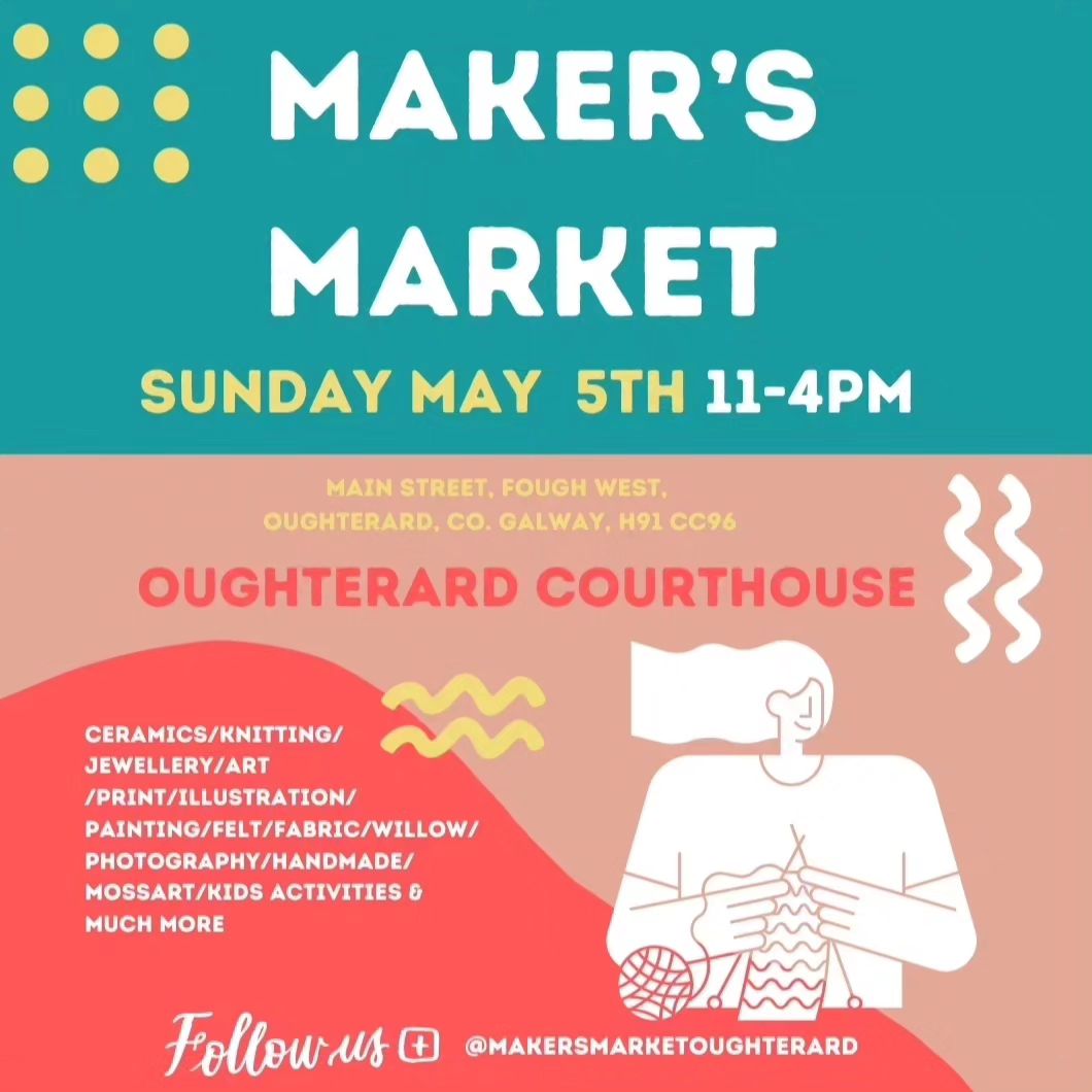 Maker's Market takes place in Oughterard Courthouse this Sunday May 5th from 11am-4pm, showcasing some of the finest local makers and crafters 🙌😍 Definitely worth stopping by for a gawk if you're around Connemara this weekend!