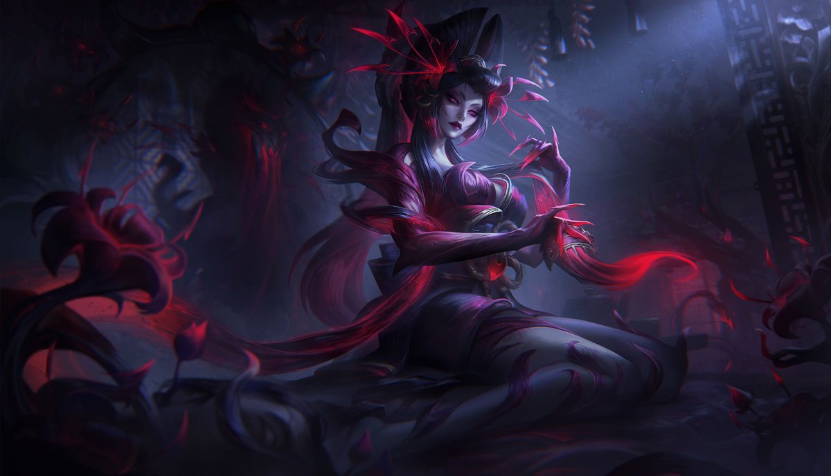 Blood Moon Zyra Splash 🌑⛩️ (The way I gasped when Mingchen asked me about this project, I never typed 'yes' so fast in my life xD ) In Collaboration with Riot Games Client: West Studio West Studio AD: Mingchen Shen Riot Games AD: Rudy Siswanto Final Polish: League Splash Team