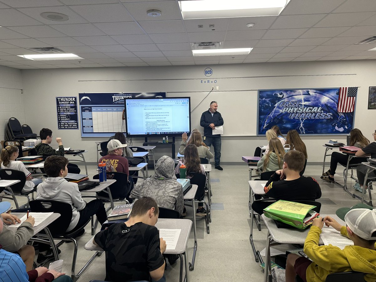 Big thank you to @bittmand for speaking to our middle school and high school leaderships groups this morning. @ISD728 is fortunate to have you!