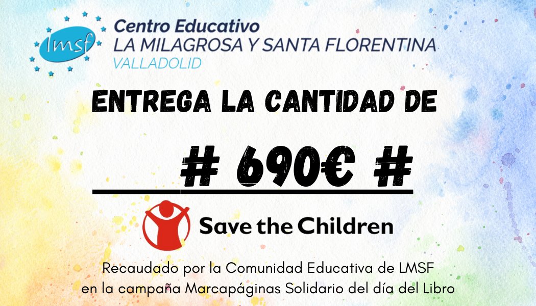 Gracias por vuestra colaboración en la campaña #MarcapáginasSolidario del #DíadelLibro. Hemos recaudado 690€ para @SaveChildrenEs, contribuyendo a frenar la desnutrición infantil. #JuntosSomosMás #JuntosEsMejor #OlimpiadadeTalentODS #ODS #EducaciónTransformadora #SaveTheChildren