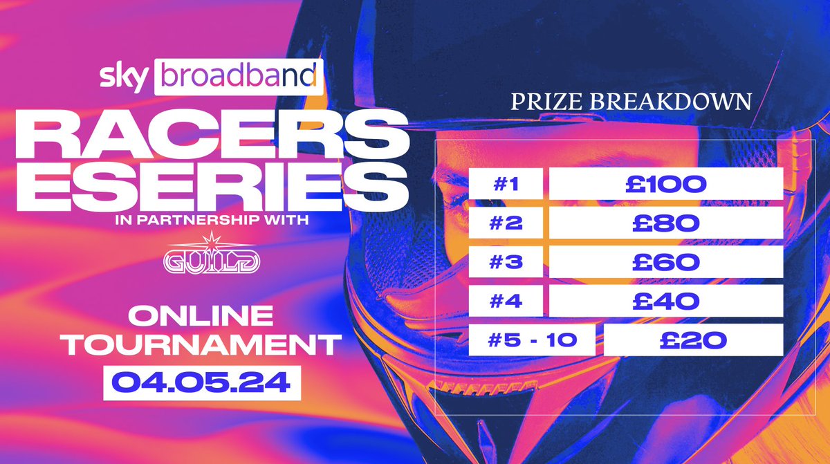 Don't miss out your chance to take part in tomorrow's Racers Eseries Online Tournament! 🔥 £100 up for grabs for the first place 👀 Check out our prize pool breakdown below. 👉Sign up now: guildesports.com/womeningaming #SkyGuildGaming #PoweringthePros