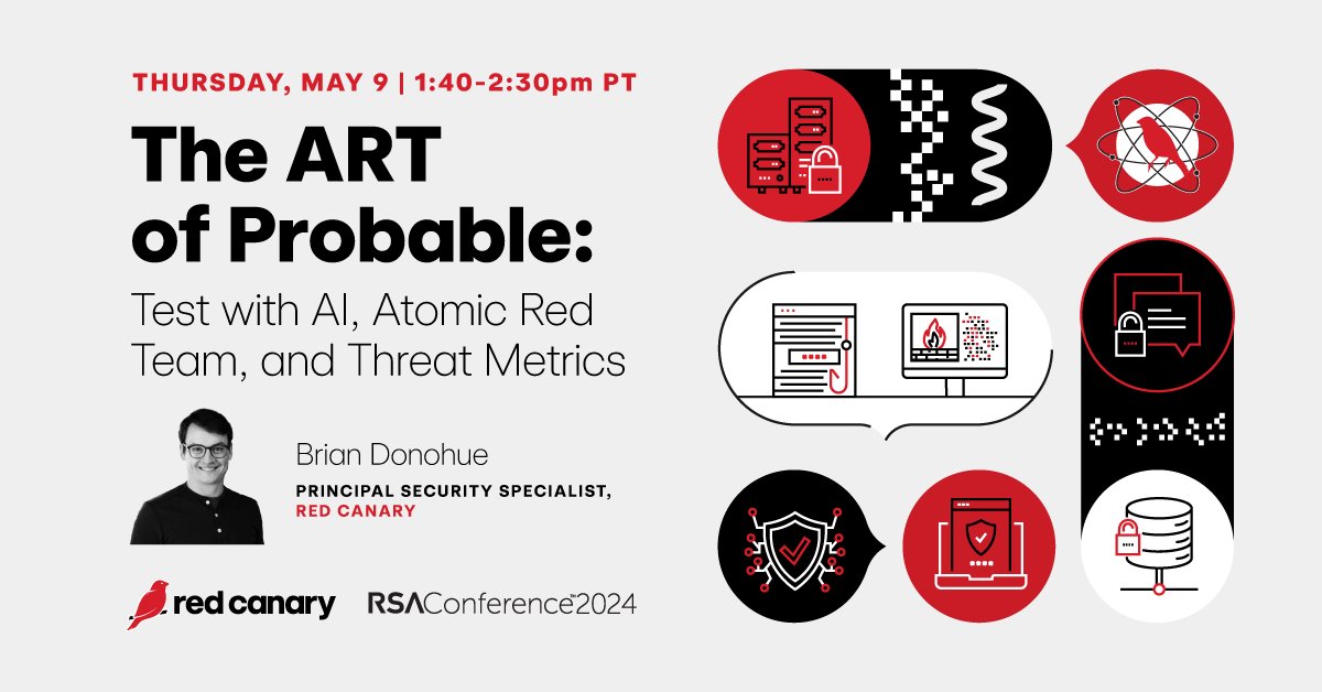 Headed to #RSAC? Need some more #AtomicRedTeam in your life? Learn how to construct robust atomic tests, develop detection analytics, and prioritize detection efforts with @TheBrianDonohue, Principal Information Security Specialist at Red Canary.
