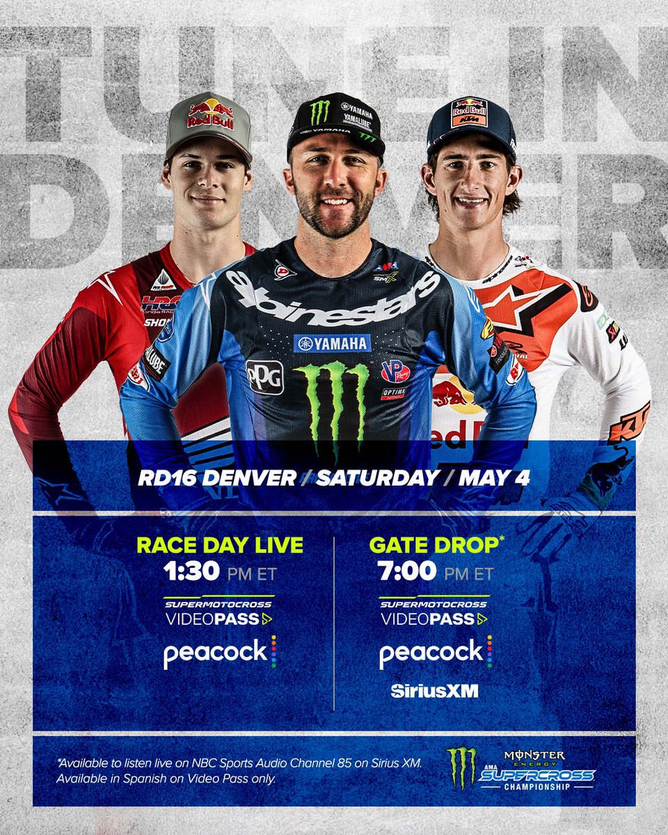 Tune in Saturday for round 1️⃣6️⃣ of @MonsterEnergy Supercross in Denver! 📲 Smarturl.it/watchsx #SupercrossLIVE #SMX