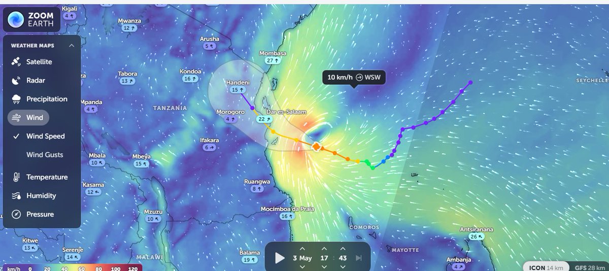 CyberMtaani's tweet photo. Cyclone Hidaya Travelling at 140km/h https://t.co/DoRiIMwOtX