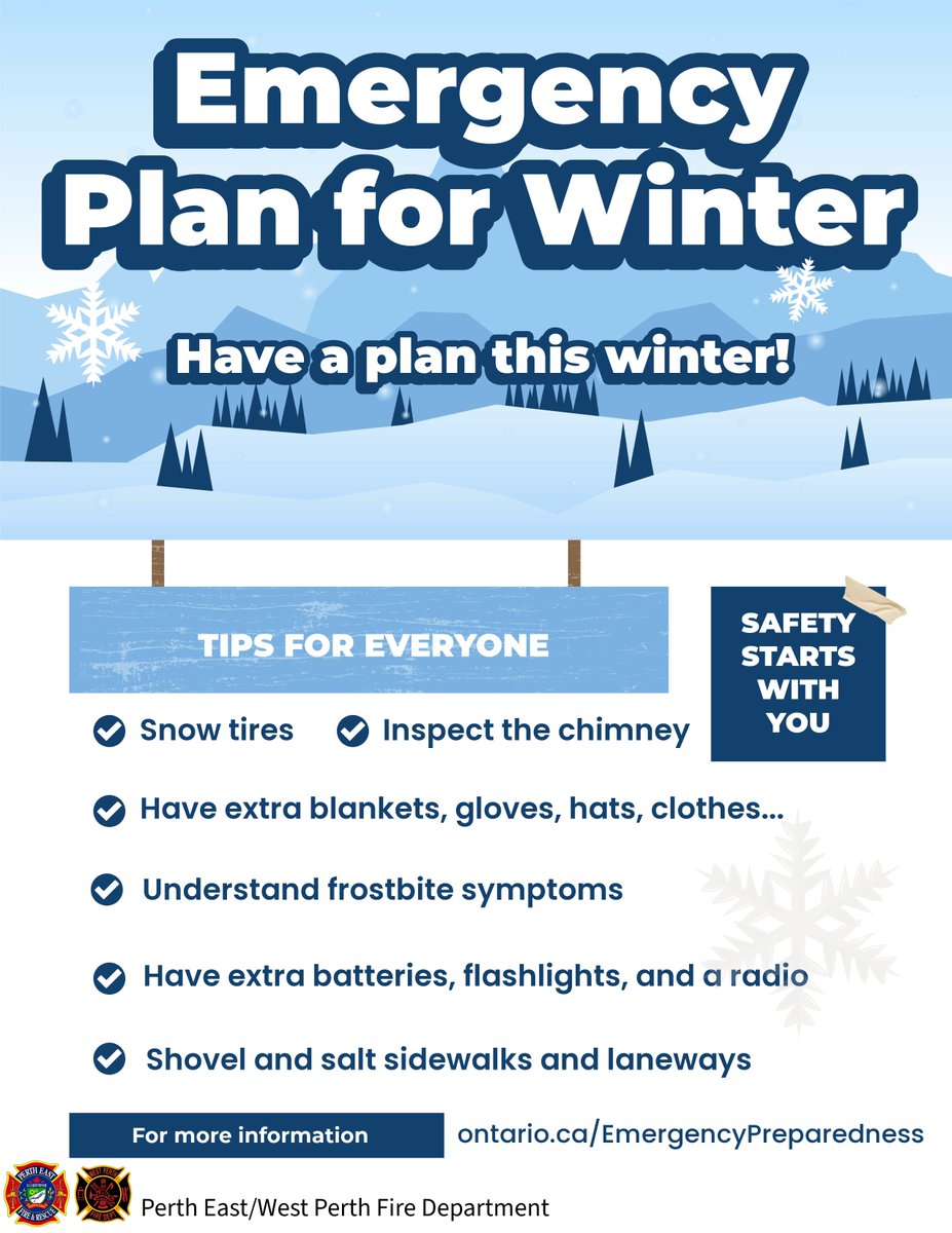 ❄️❄️WINTER WONDERLAND❄️❄️ The most wonderful time of year to be PREPARED! ☃️ Implement these easy tips to have a SAFE & FUN winter! #EmergencyPreparednessWeek @pertheast @WestPerthON @PerthSouthTwp