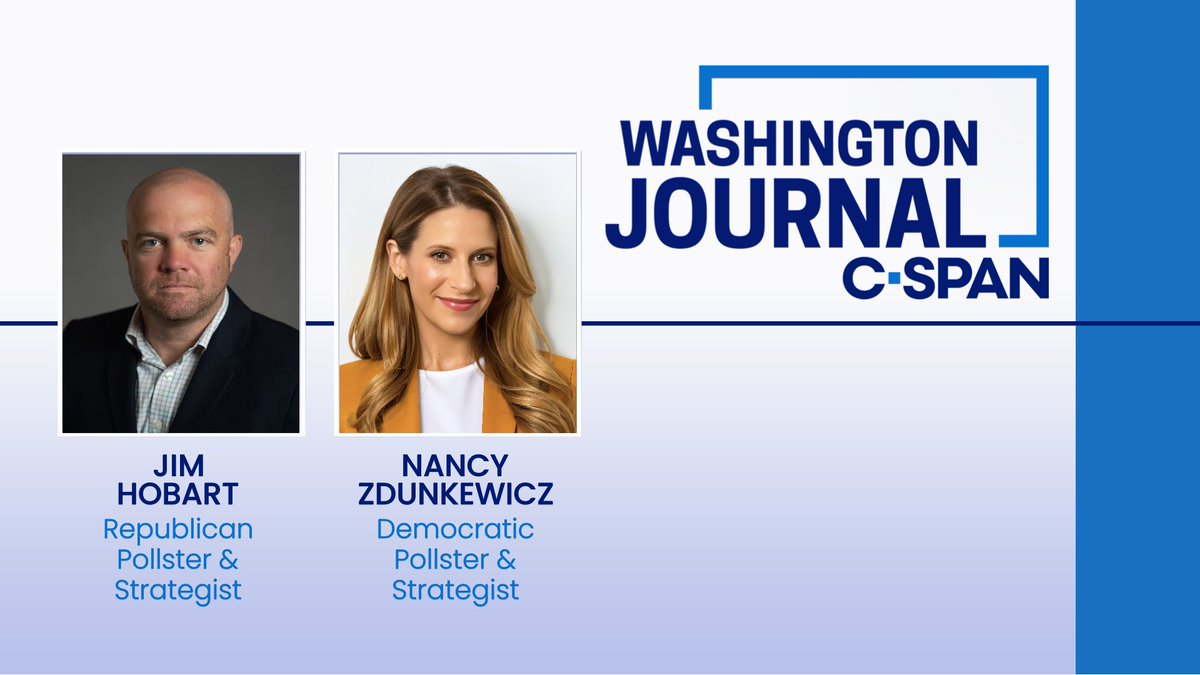 SUN| Republican pollster Jim Hobart (@thejimhobart) and Democratic pollster Nancy Zdunkewicz (@nzdunk) discuss Campaign 2024 and political news of the day. Watch live at 8:00am ET!