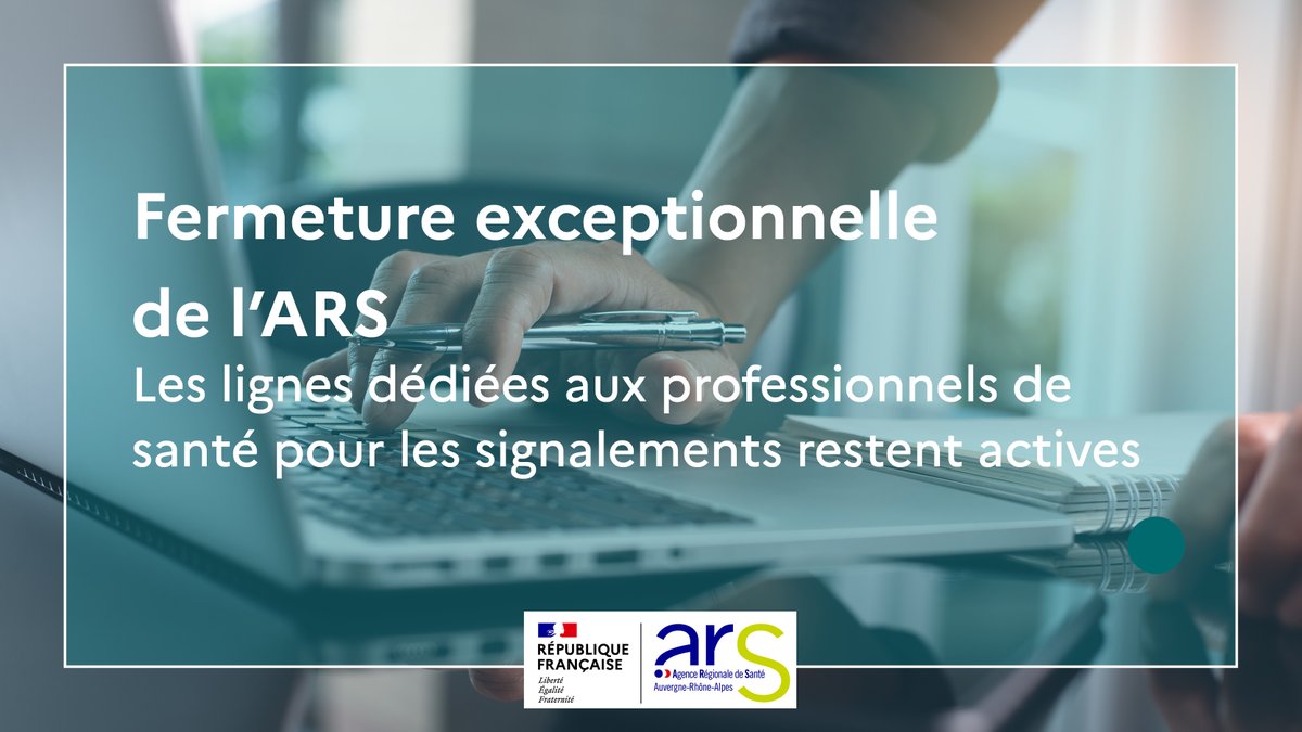 #Fermeture | L'ARS Auvergne-Rhône-Alpes sera exceptionnellement fermée du 8 au 10 mai. 🔛Les lignes dédiées aux professionnels de santé restent actives durant ces jours Vous pouvez contacter l'ARS : 📱0 800 32 42 62* (numéro gratuit) 📧ars69-alerte@ars.sante.fr