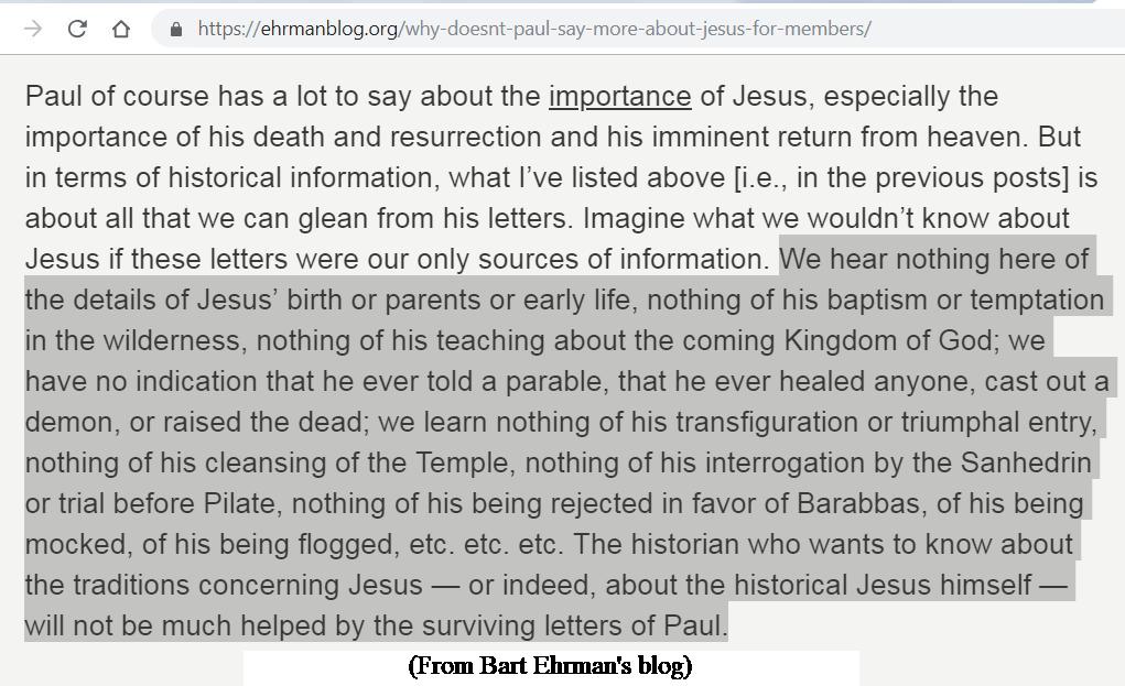 @BlueVino @godmoney1969 @FreddieFishFin1 Nope. 'Jesus' was a very common name. Which Jesus was Paul writing about? Doesn't seem to be the one mentioned in the four gospels. Read this, from Bart Ehrman, atheist New Testament scholar who actually believes 'Jesus' did exist: