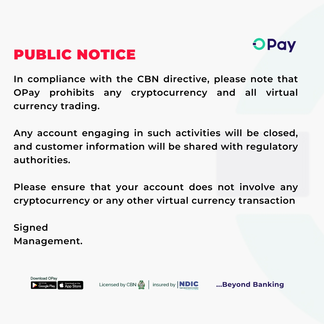 Important Notice📌 #OPayBeyondBanking