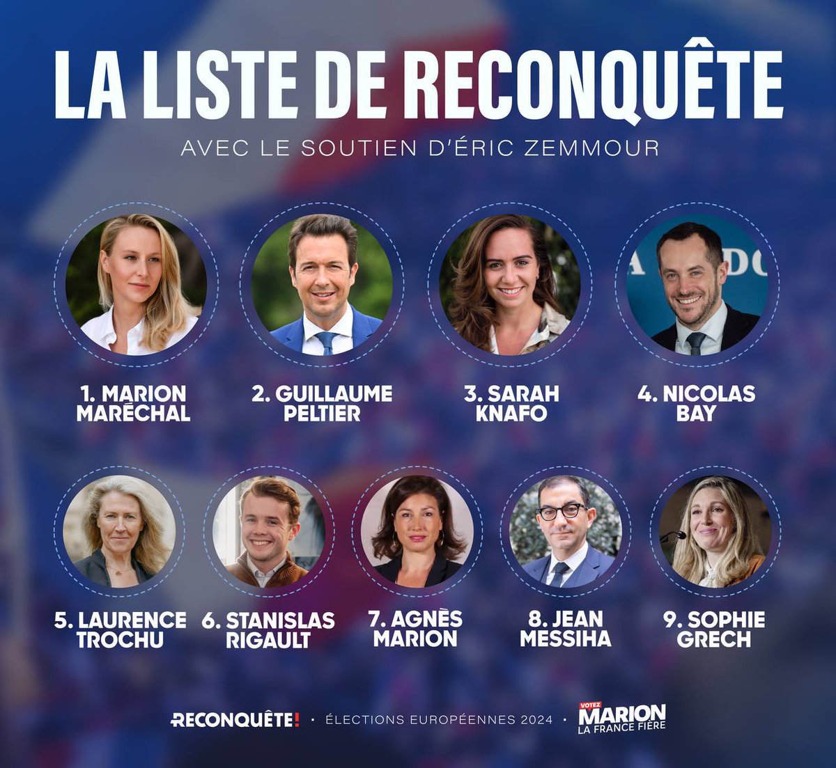 #VotezReconquête 🌿🇫🇷
#AVECMARION 💝🌿
#AVECZEMMOUR👊🇫🇷🌿
#RECONQUETE🇫🇷🌿👊
#EUROPEENNES2024🇫🇷👊
#UNSEULVOTE👍
#ECRGROUP 💪🏻
#9juin2024 👍
@MarionMarechal @G_Peltier @knafo_sarah @NicolasBay_ @LaurenceTrochu @stanislasrig @_AgnesMarion @JeanMessiha @sophiegrech13