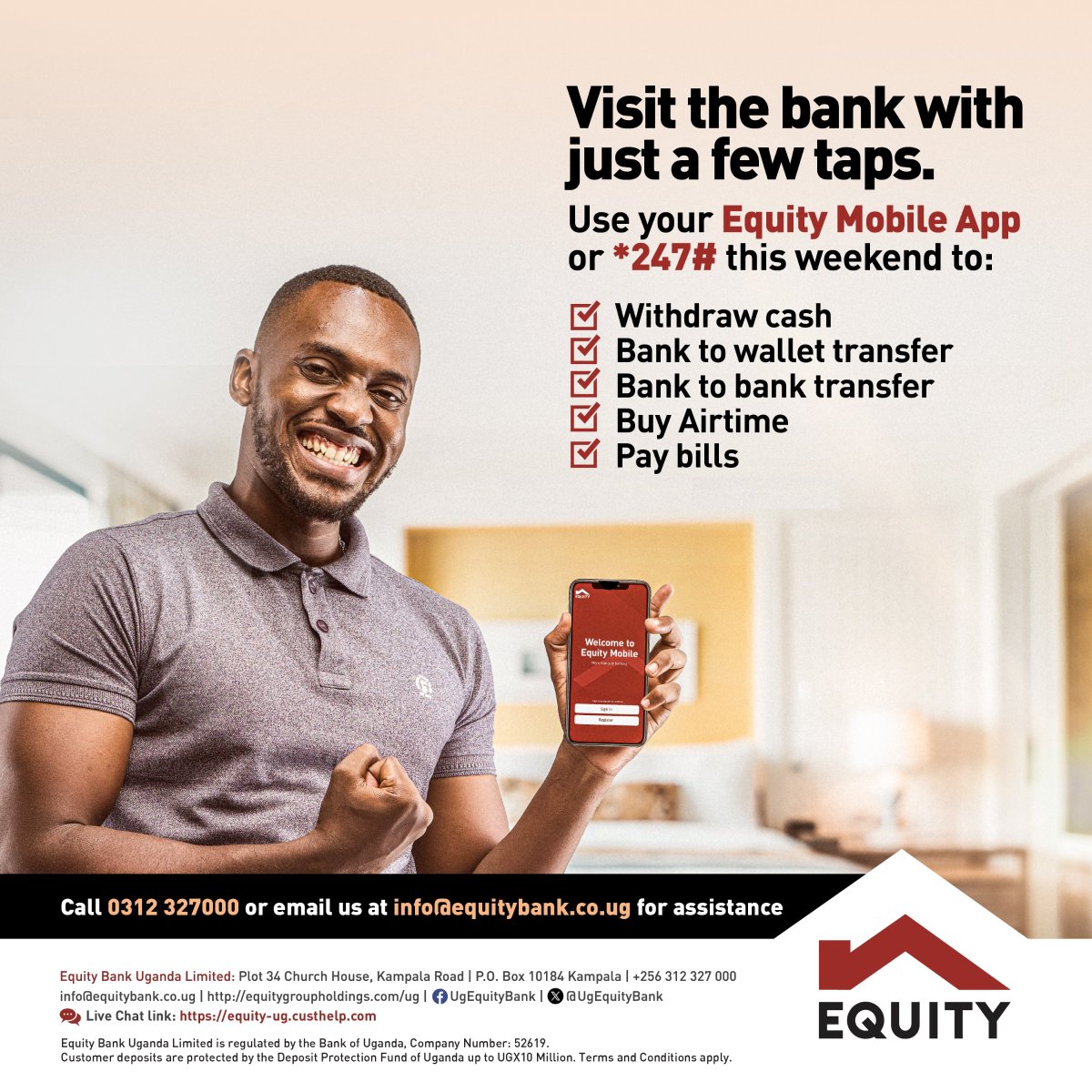 Whether it's chilling at the beach with friends or lounging on the sofa, you can now make quick & easy transactions at your fingertips with our digital banking platforms. #EquityMobile #Equity247