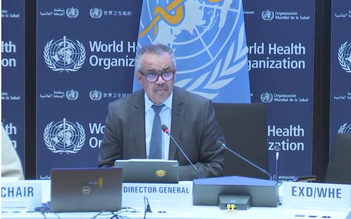 'Shared health threats demand a shared response.' ‼️ @DrTedros calls on @WHO Member States negotiating the #INB pandemic agreement to 'GET THIS DONE.... Give the people of the world, the people of your countries, the people you represent, a safer future.' who.int/director-gener…