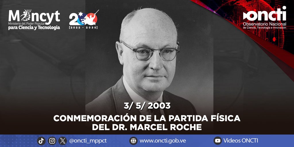 Recordamos la desaparición física del médico venezolano Dr. Marcel Roche, pionero en el campo de la divulgación científica y en la producción de programas de televisión y documentales sobre temas científicos. Es el primer director del @IVIC_oficial. #VenezuelaCalorPatrio