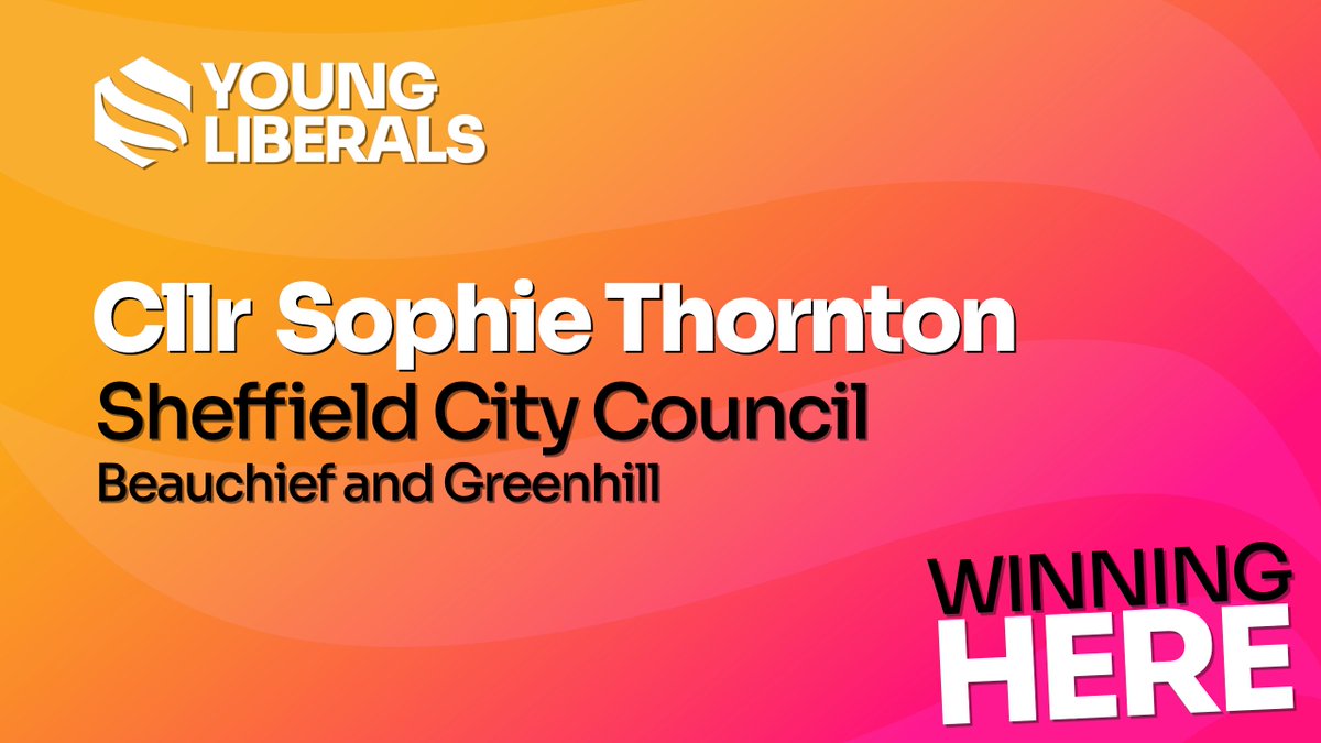 Young Liberals 🏳️⚧️ (@youngliberalsuk) on Twitter photo Congratulations to <a href="/sophthor/">Sophie Thornton</a> on being re-elected to Sheffield City Council for the Beauchief and Greenhill ward! Congratulations to <a href="/sophthor/">Sophie Thornton</a> on being re-elected to Sheffield City Council for the Beauchief and Greenhill ward!