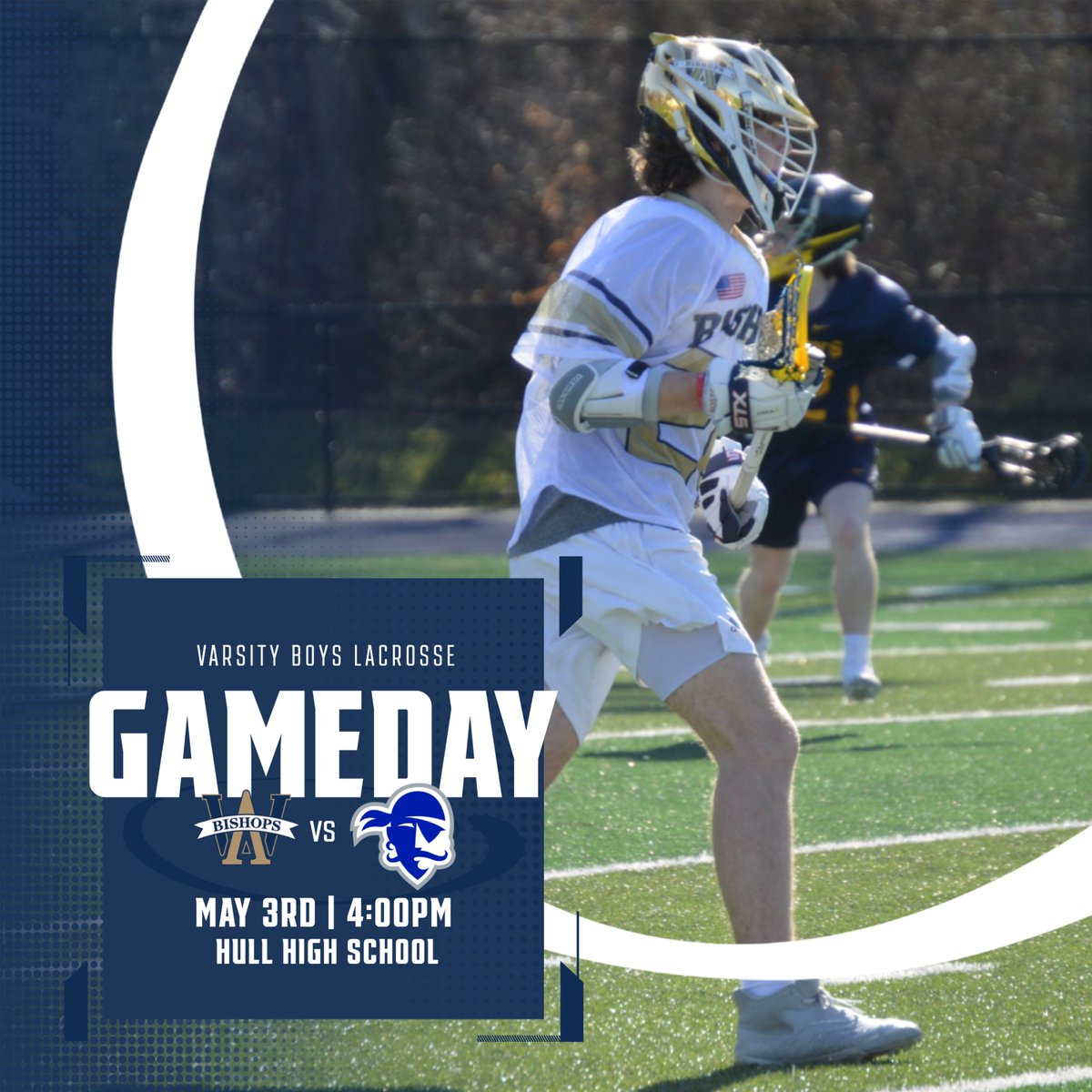 BOYS LACROSSE: The Bishops head to @hullpirates today! Varsity only at 4pm! #rollbills @awhs_boyslax