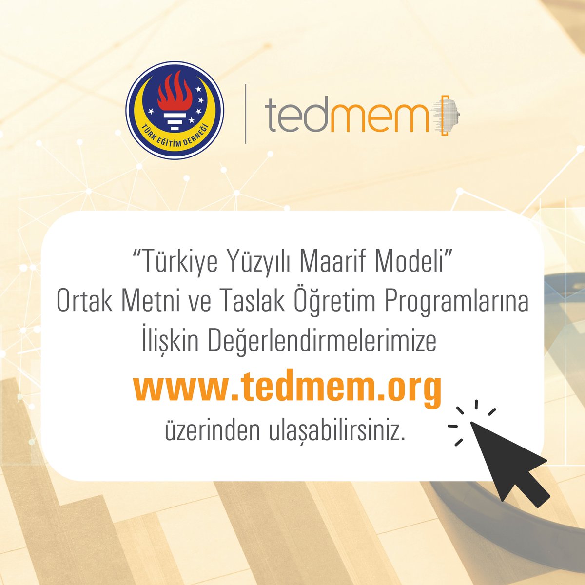 Milli Eğitim Bakanlığı’na iletilen “Türkiye Yüzyılı Maarif Modeli” Ortak Metni ve Taslak Öğretim Programlarına İlişkin Değerlendirmelerimize tedmem.org üzerinden ulaşabilirsiniz.