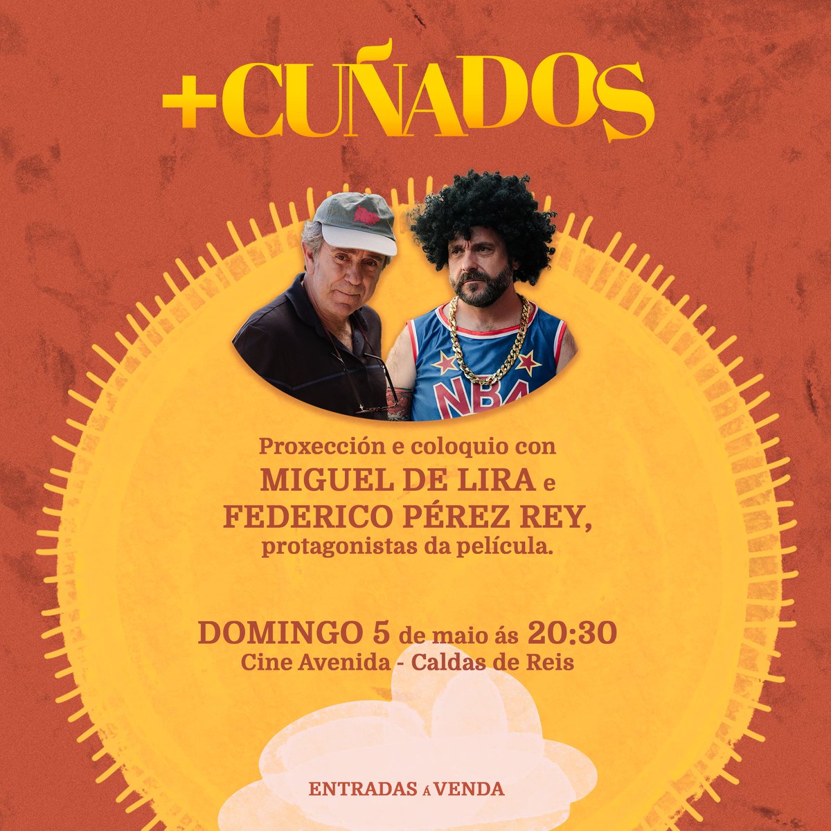 Este domingo ás 20.30h o @CAVENIDA (Caldas de Reis) celebrará un pase especial  de +CUÑADOS🐙🎶 que contará coa presenza dos actores principais da película: @FedericoPrezRey e @migueldelira 

Non o perdades! #Maiscunados #Caldasdereis #Evento #Findesemana #Cinema