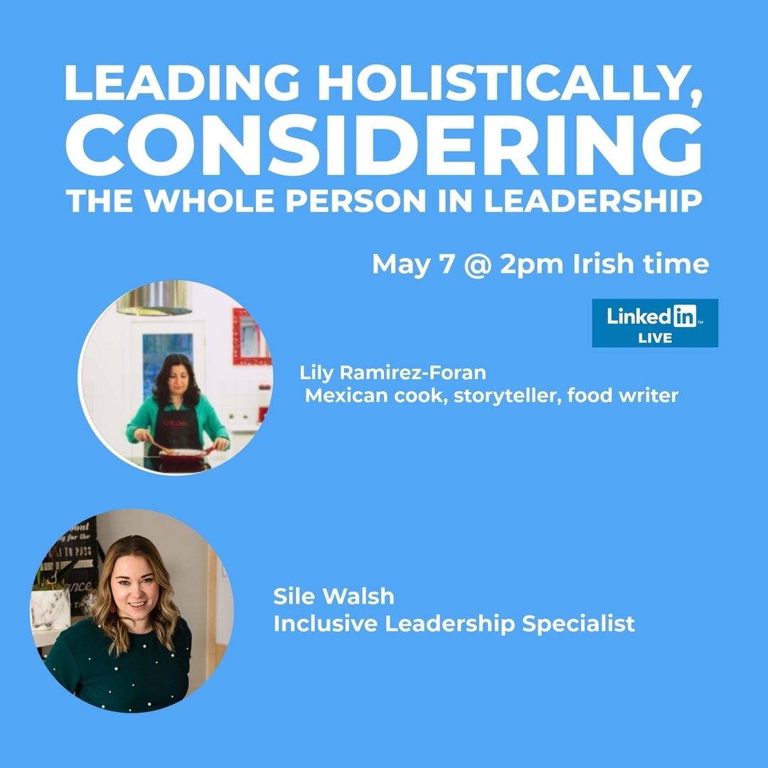 LIVE: Leading Holistically, considering the whole person in leadership with @lily_ramirezforan and @Silewalsh1 May 7th 2 pm Irish time. Join us on any of the following channels LinkedIn: ift.tt/8tSXOGr Facebook: ift.tt/GxIYLWB YouTub… instagr.am/p/C6gp8RSyiH9/