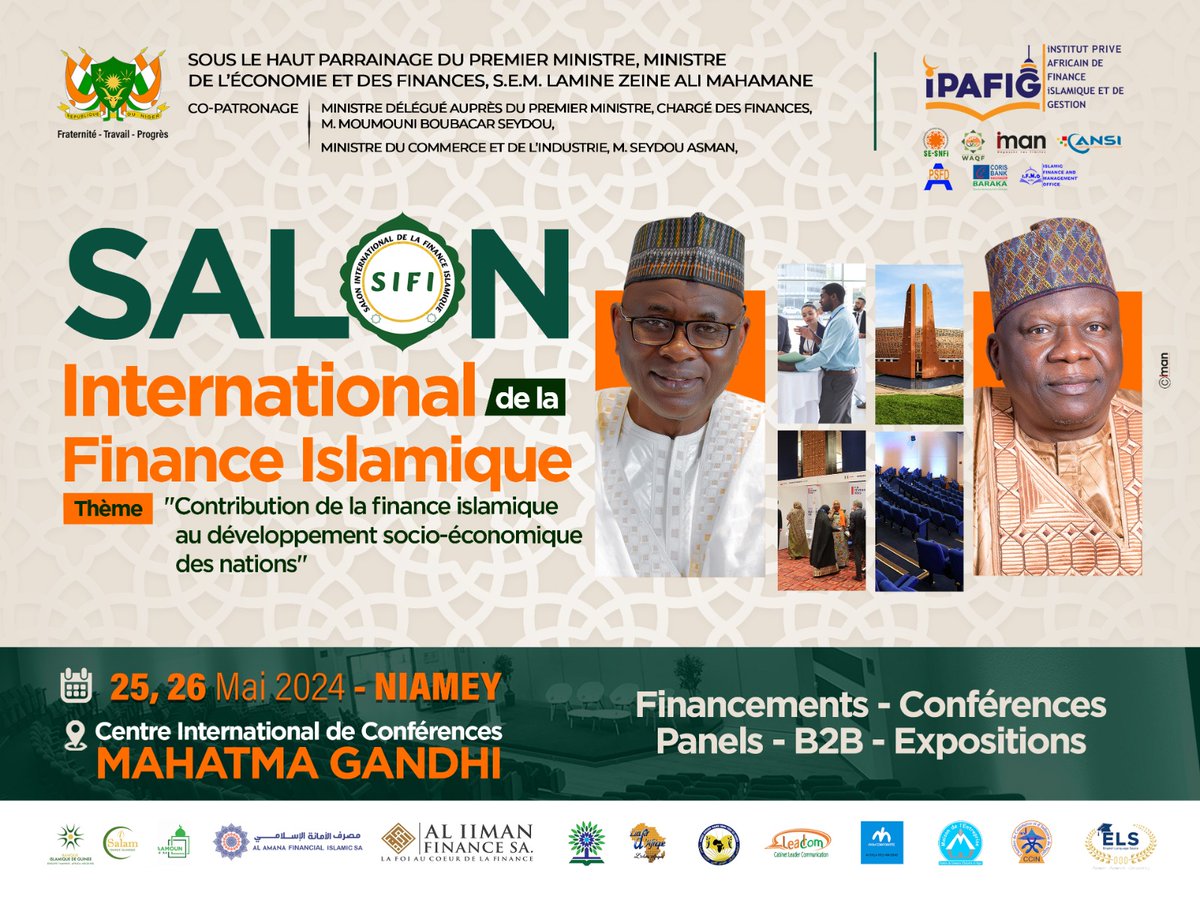Nous sommes fiers de vous inviter au Salon International de Finance Islamique

📅 Dates : 25 et 26 Mai 2024
📍 Lieu : MAHATMA GANDHI

Thème : "La Contribution de la Finance Islamique au Développement Socio-Économique des Nations"

#SIFI #IPAFIG #financeislamique