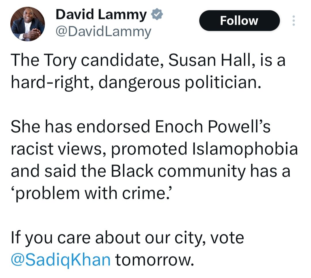 You stated it was 'justifiable' to bomb a refugee camp, leading to the genocide of over 35,000 people. That makes YOU a hard-right, dangerous politician. 
#LammyOut 
#DontVoteLabour