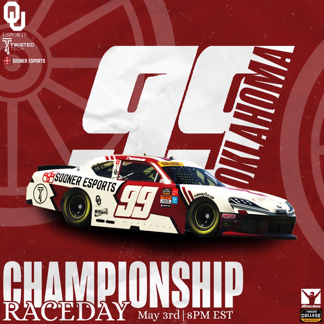 CHAMPIONSHIP RACEDAY The final raceday of sophomore year is finally here! After a long season of ups and downs and even a longer school season. Feels good to be at the end for both! *I for sure don’t have finals to study for* @OUEsports @TwistedTechIT @ENASCARGG @iRacing