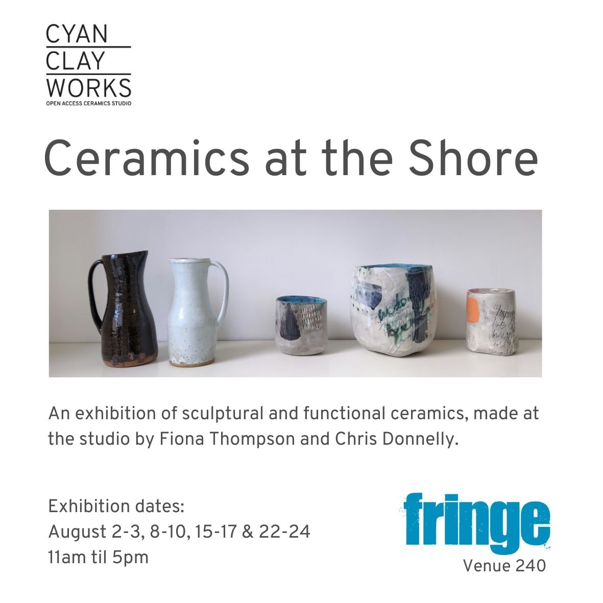 As its #QuickFlyer Friday thought I'd post details of the exhibition I'll be having along with @CTDceramics at our studio @Cyan_Clayworks ! #edfringe #contemporaryceramics