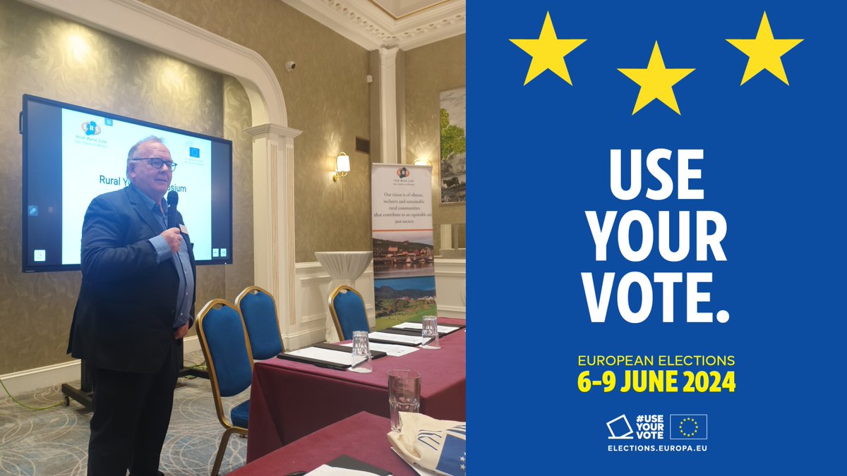 Young people can reclaim their voice by exercising their vote in the #EUelections2024. The elections will have an influence on all our futures. If you #UseYourVote, you will have your say! President @smsboland, #RuralYouth Symposium #Tullamore 🇮🇪 #RuralCommunities @irishrurallink