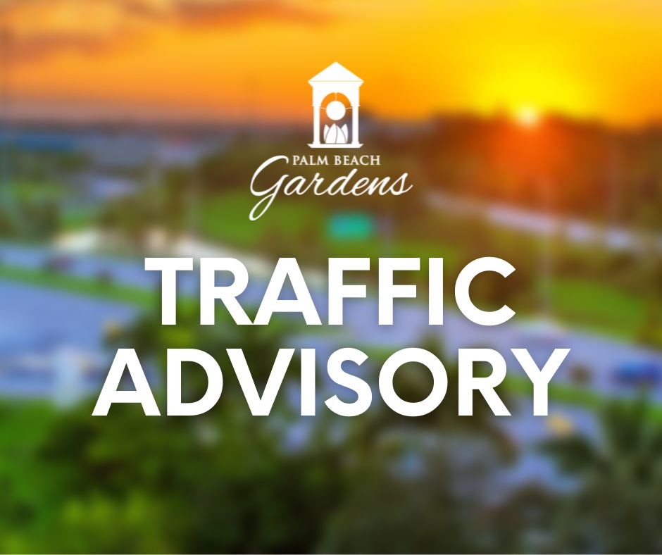 ⚠️ TRAFFIC ALERT:  the Kyoto Gardens Drive eastbound lanes over the bridge will be closed at Military Trail until about 2 p.m. today. Crews are pulling out a barge that was used to conduct soil samplings for the construction of a new pedestrian bridge.