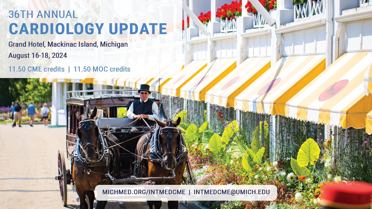 Our 2024 Cardiology Update on Mackinac Island is open for registration! 🩷 Join us in the island sun as we learn about heart failure therapies, secondary stroke prevention, and more from our highly skilled group of speakers. Register today! bit.ly/4b1qQAc