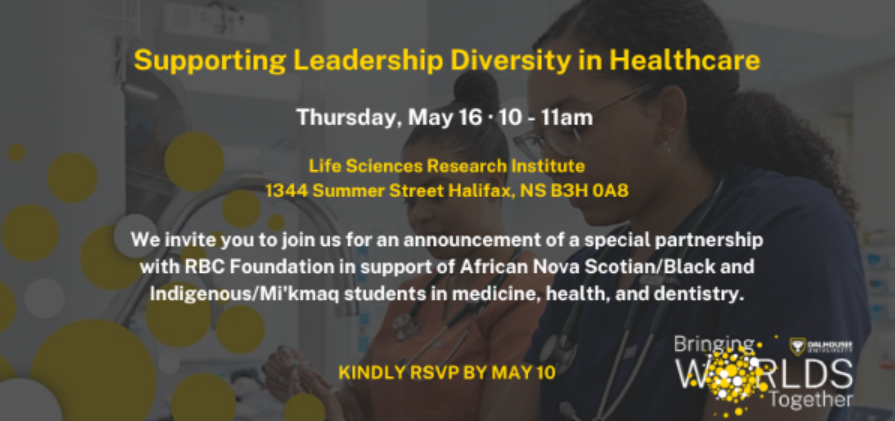 Join us for a special announcement regarding a partnership with RBC Foundation in support of leadership diversity in healthcare! When: May 16th, 2024 | Where: Life Sciences Research Institute Atrium RSVP here by May 10th: tinyurl.com/announcementRS…