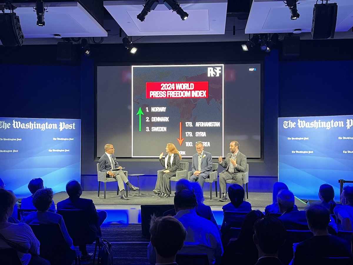 'There's no freedom without press freedom,' RSF USA Director Clayton Weimers told the @PostLive audience as RSF and the @washingtonpost introduced the 2024 #RSFIndex on #WorldPressFreedomDay