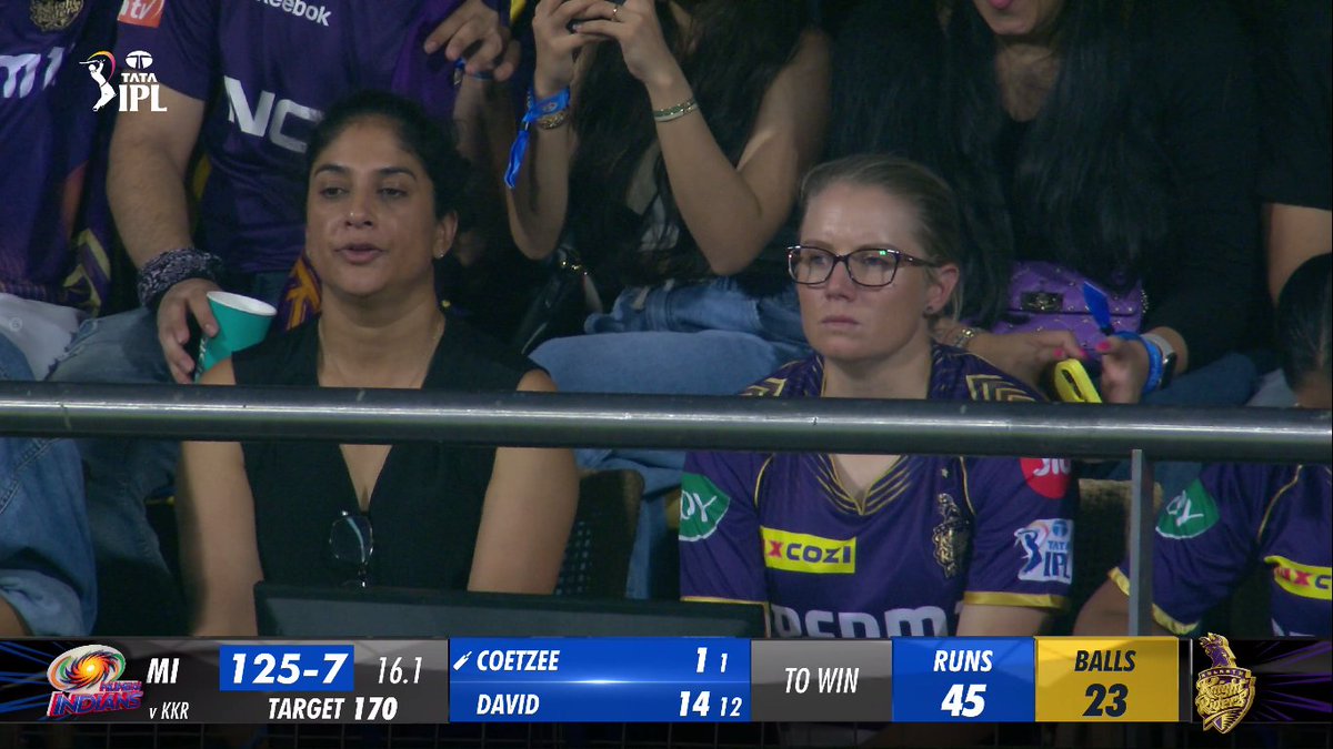 Alyssa Healy in the stands with KKR jersey.
