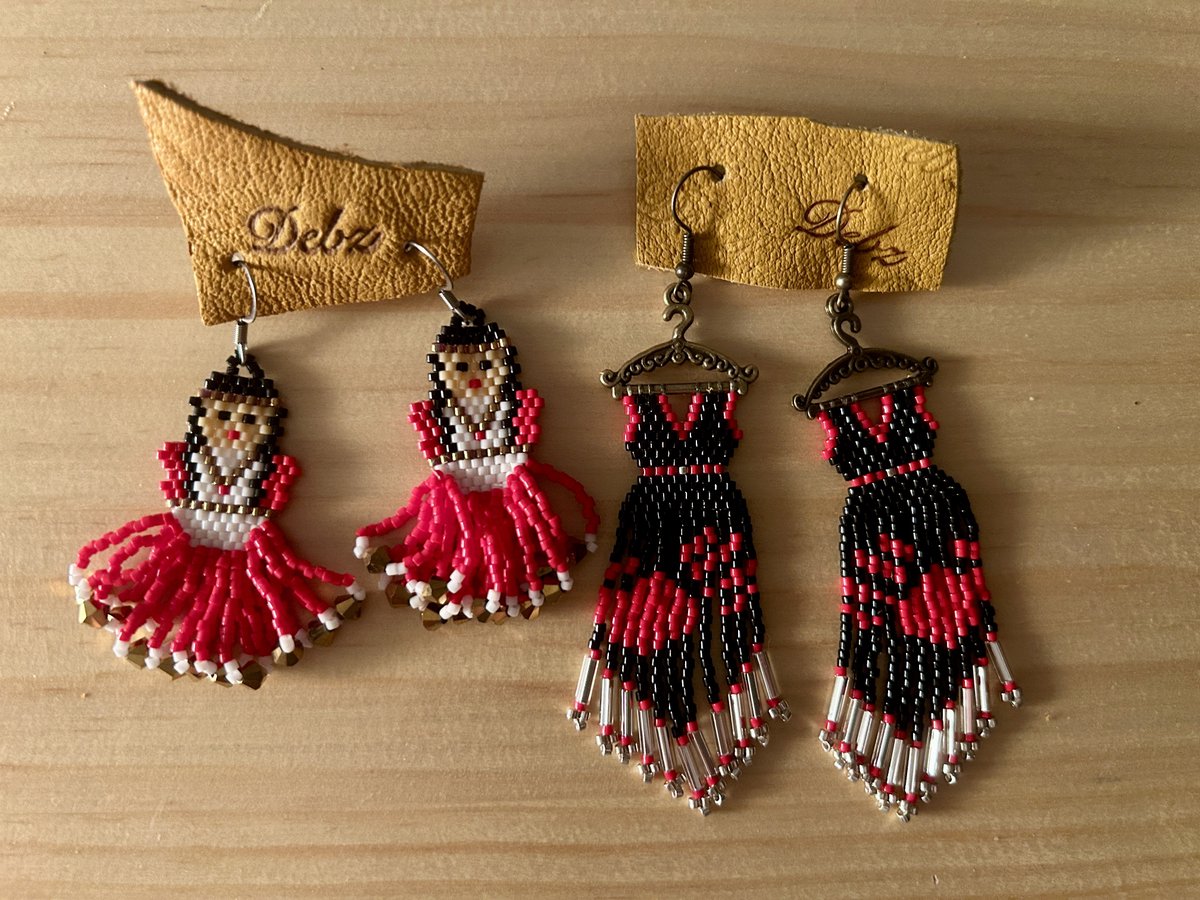 Beautiful earrings I bought from a talented artisan in Timmins to mark Red Dress Day on May 5 — National Day of Awareness for Missing and Murdered Indigenous Women and Girls and Two-Spirit People #MMIWG2S