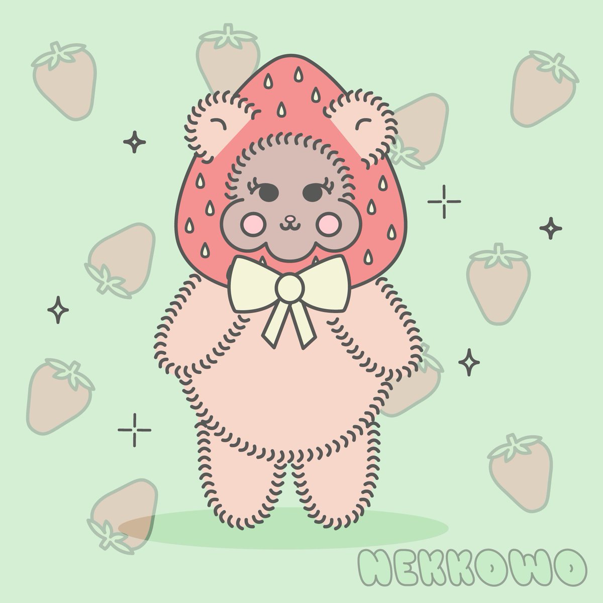 ✨🍓 Strawberry Bear 🍓✨ #illustration #illustrationart #cuteart #kawaii #kawaiiart #kawaiiartist #kawaiiillustration #nekkowo
