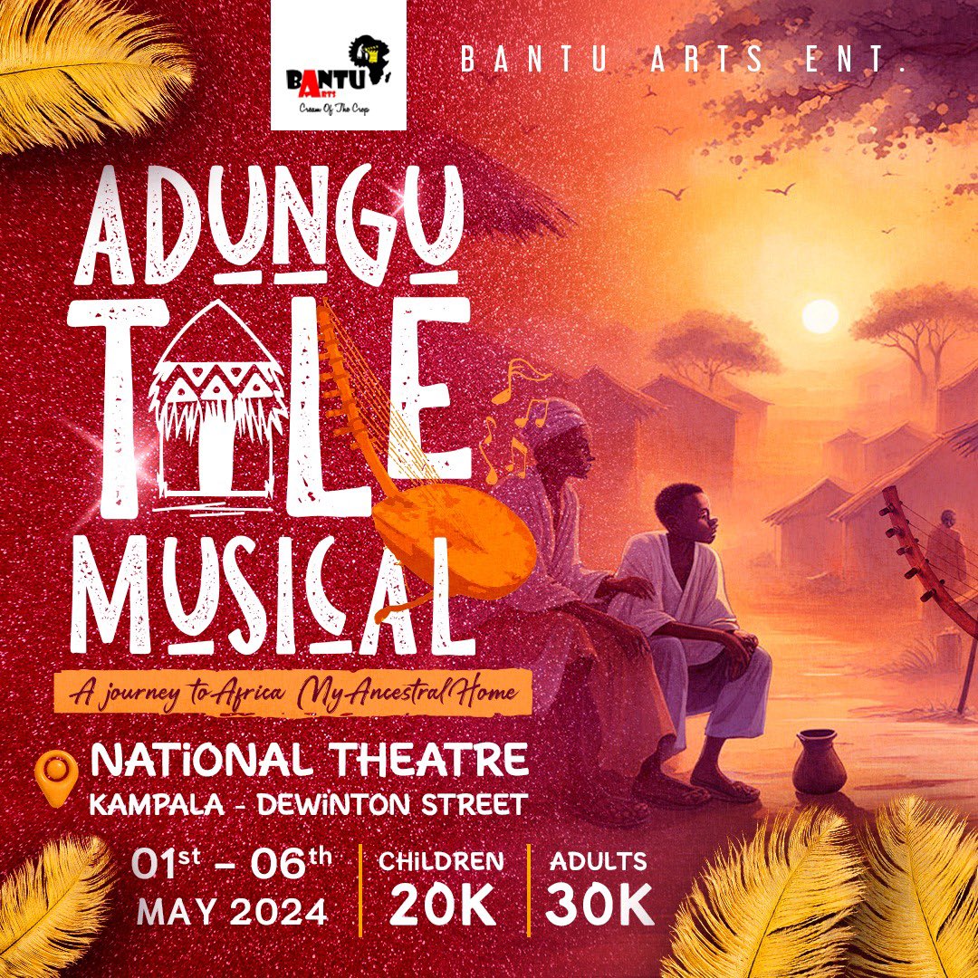 .@BantuArts presents The Adungu Tale Musical this evening at The National Theater.

Present is the Chief Guest Col. @edthnaka with R.G @Mercykains, Mr. Denis Ngabirano The CEO National Lotteries & Gaming Regulatory Board & Mr. Francis Peter Ojede The E.D UNCC among others.