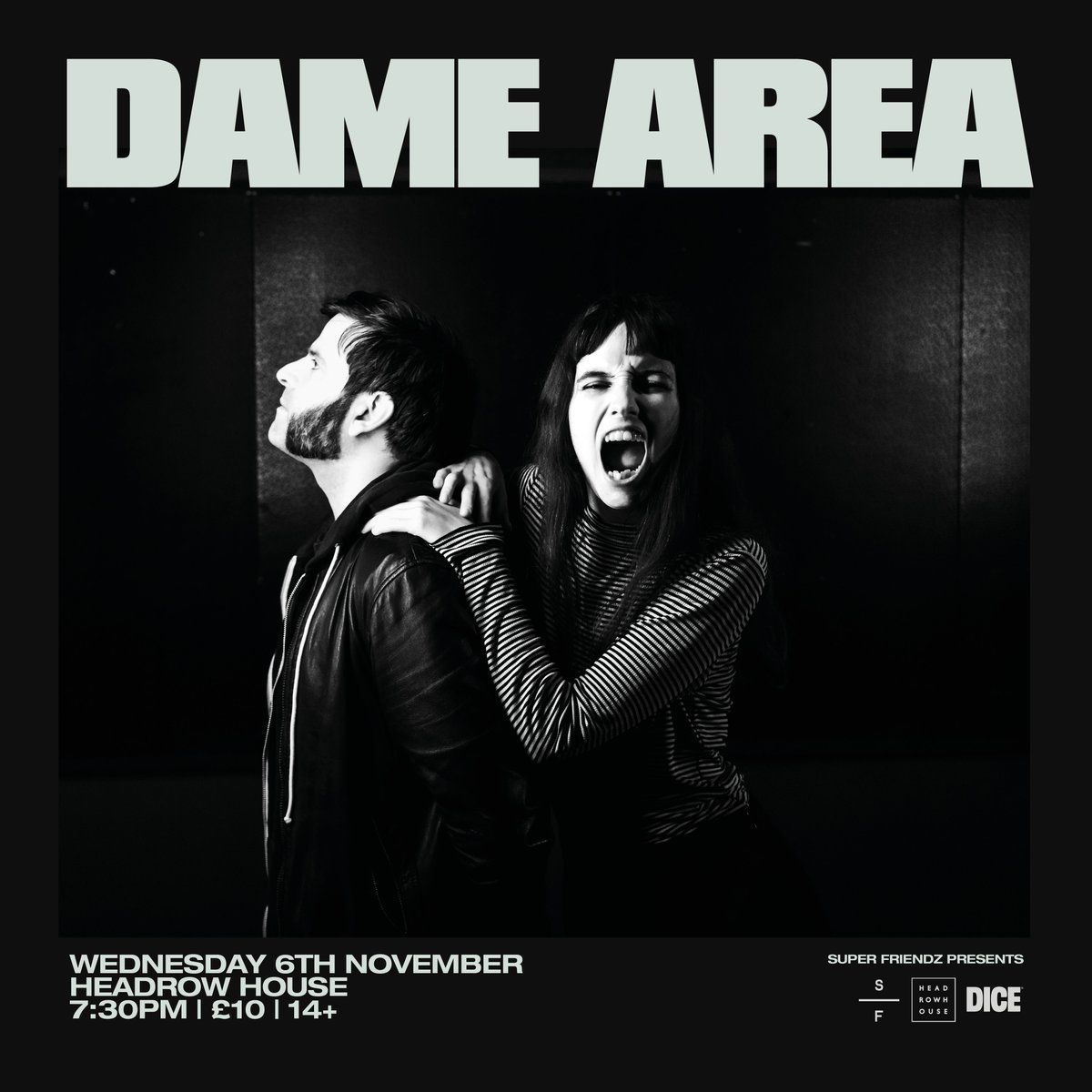 dice.fm/event/79mq6-da… Just announced ~ Spanish synth-punk duo Dame Area come to Headrow November 6th 👏 Tickets are on @dicefm now. Hit the link above for yours!