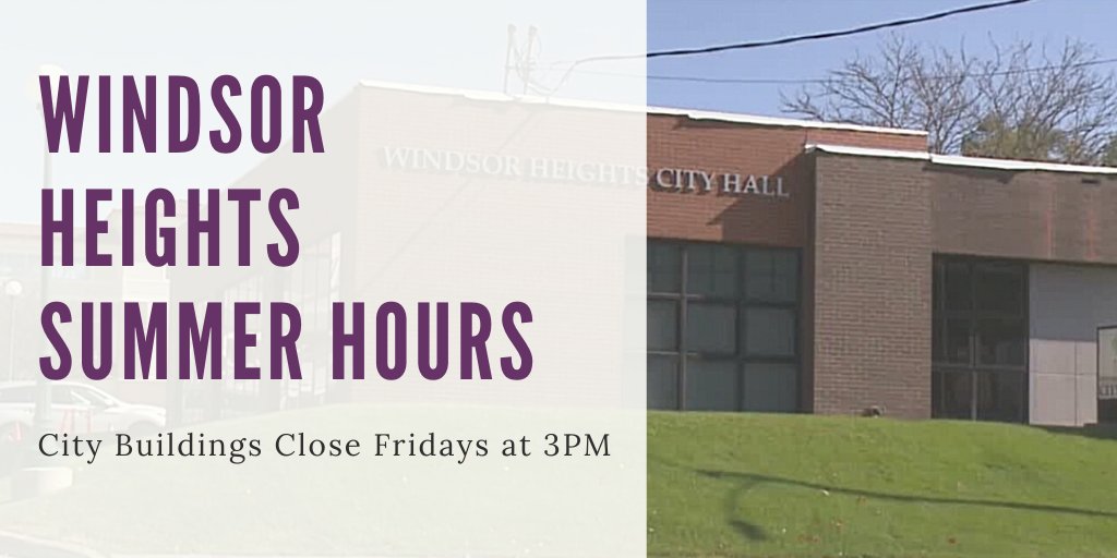 Our summer hours begin today. City buildings will close at 3 PM on Fridays for the summer.