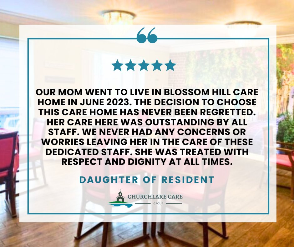 We are delighted to be able to share these heartwarming words from one of our reviews. ❤️

Read more of our reviews here: 
carehome.co.uk/carehome.cfm/s… 

#BlossomHillCareHome #LiveWithUs #CaringForLife #ChurchlakeCare