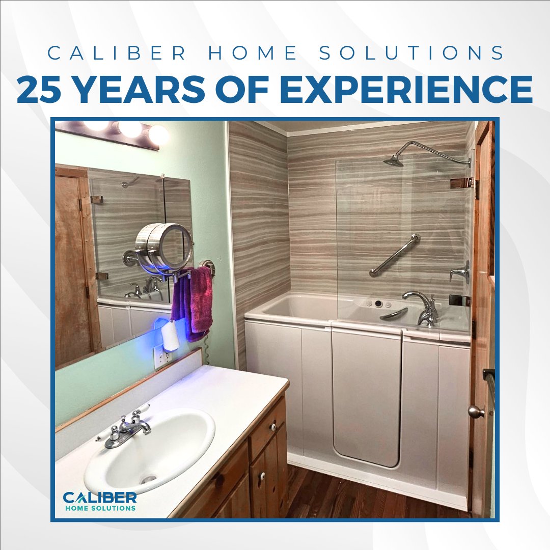 With 25 years of experience, our team can expertly install your walk-in shower or bath in as little as one day!

#CaliberHomeSolutions #Caliber #CaliberNation #AgingInPlace #HomeElevator #HomeLift #StairLift #ElevatorLift #Accessibility